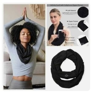 Beyond Yoga Black Infinity Scarf Wrap Hidden Zipper Pocket Yoga Gym Travel